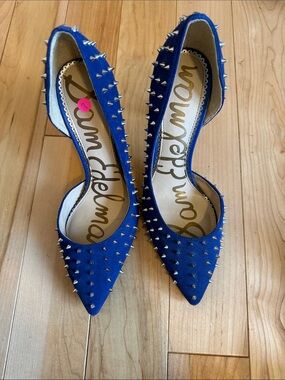 Sam Edelman Cobalt Blue Pointed Spike-Stud Heels